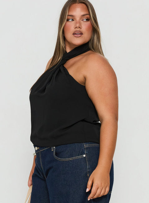 Adalynne Twist Front Top Black Curve