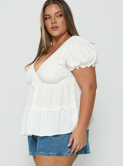 Kimberleigh Floaty Babydoll Top White Curve