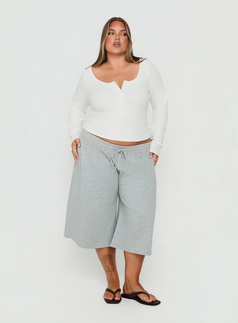 Keslie Long Sleeve Henley Top White Curve