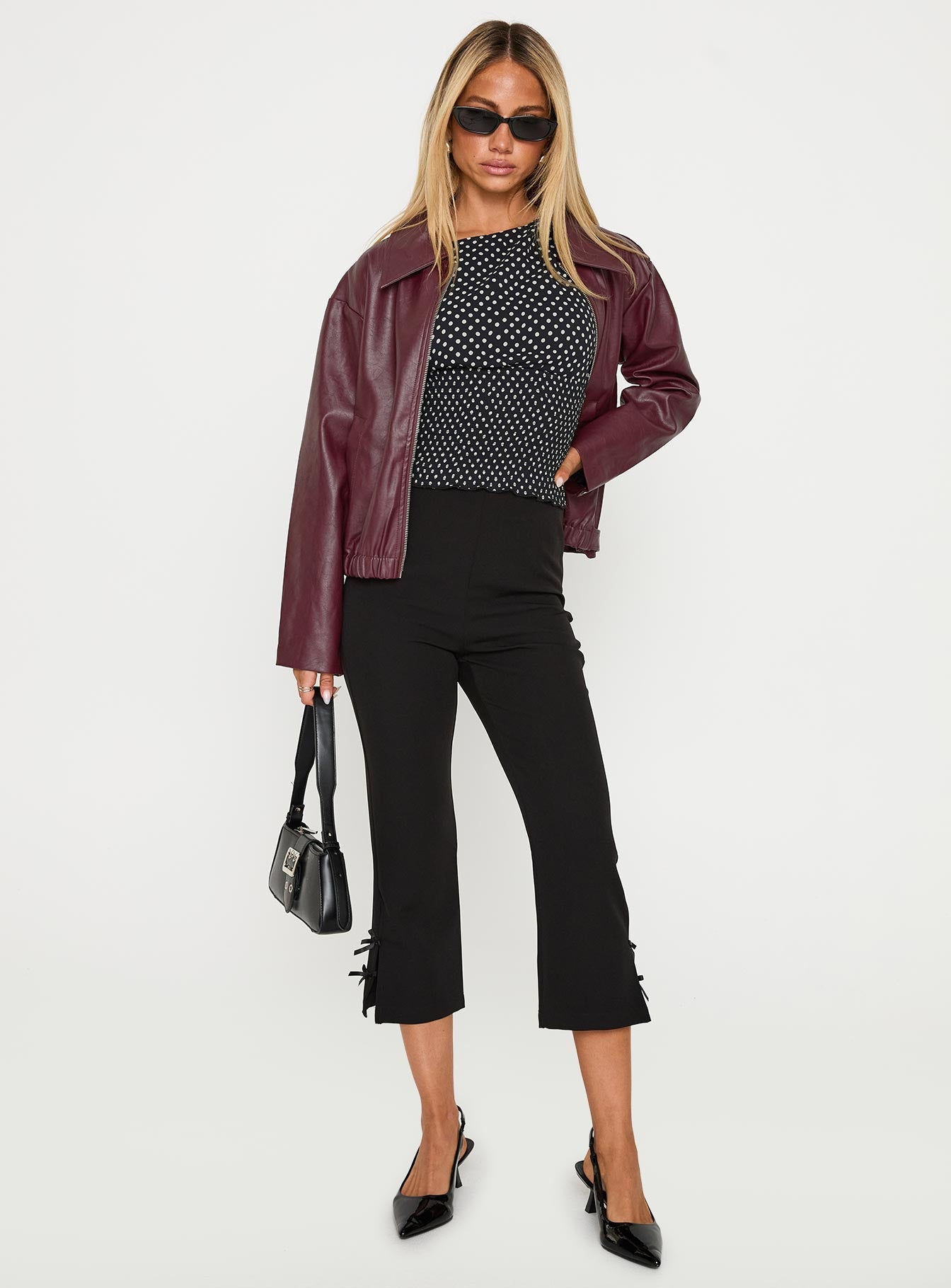 Big Reveal Faux Leather Jacket Burgundy