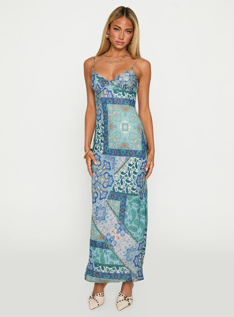 Sugar Plum Maxi Dress Blue Paisley