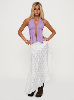 Sylvaine Asymmetrical Midi Skirt White