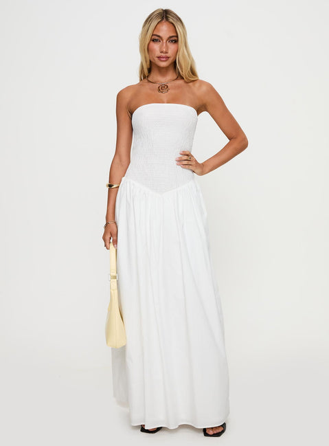 Percie Strapless Maxi Dress White