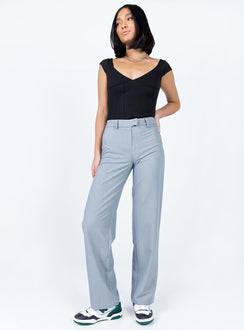 front view of model wearing Princess Polly Alden Bodysuit Black Short Sleeves V-Neck 