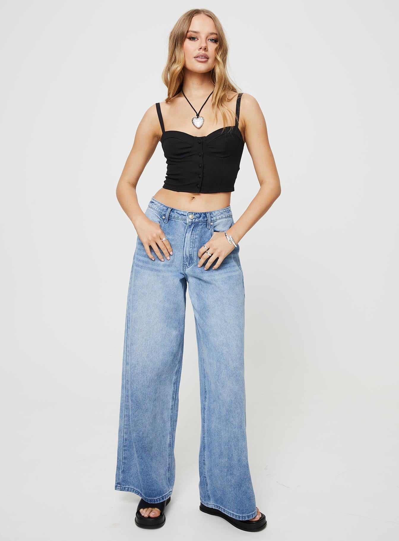 product Princess Polly Sleeveless Square Neck  Bohen Top Black