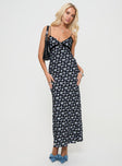 Floral maxi dress V neckline, lace detail on bust, invisible zip at side Non-stretch material, fully lined 