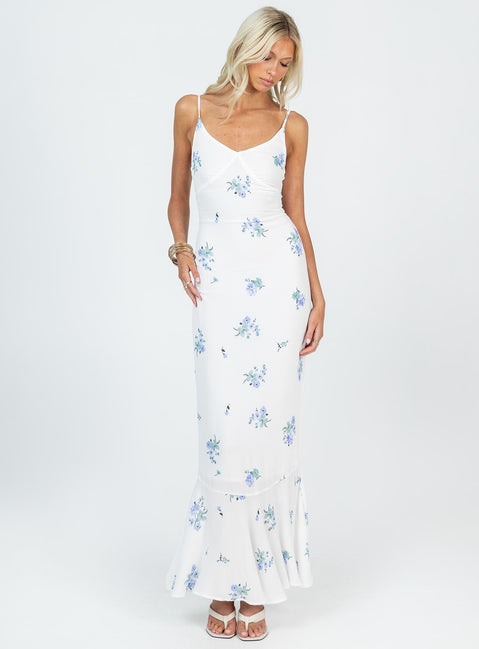 product Princess Polly Sweetheart Neckline  Sing Along Maxi Dress White / Blue Tall