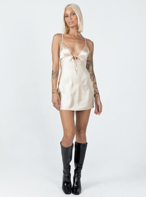 product Princess Polly Scoop Neck  Hadleigh Mini Dress Champagne