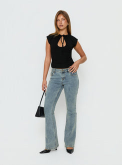 Delectable Tie Detail Short Sleeve Top Black