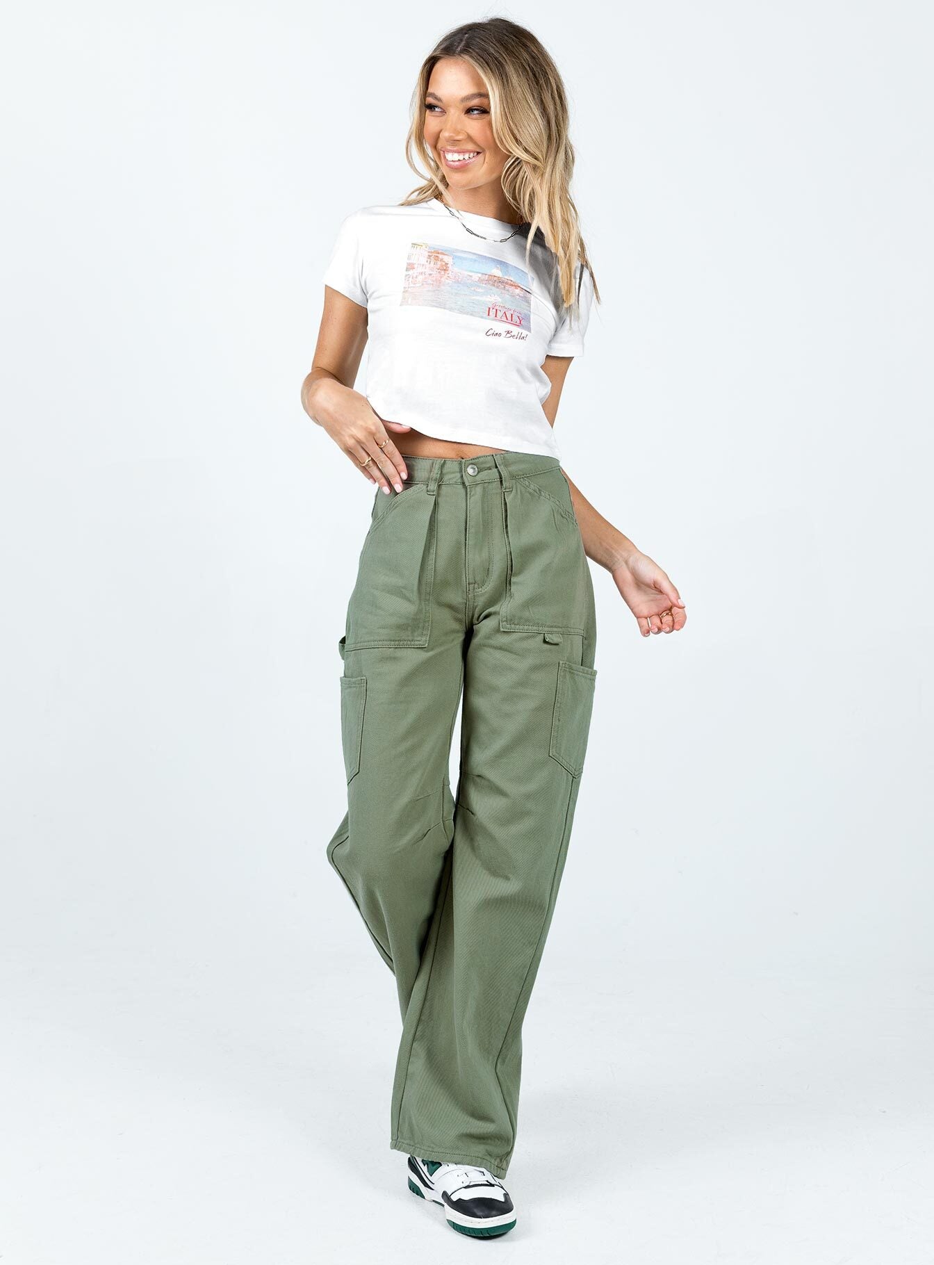 product Princess Polly Half Sleeves Square Neck  Italy Love Tee Ivory