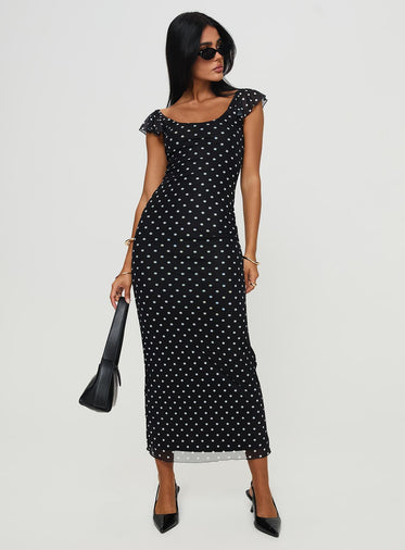 Sandberg Maxi Dress Black Polka Dot