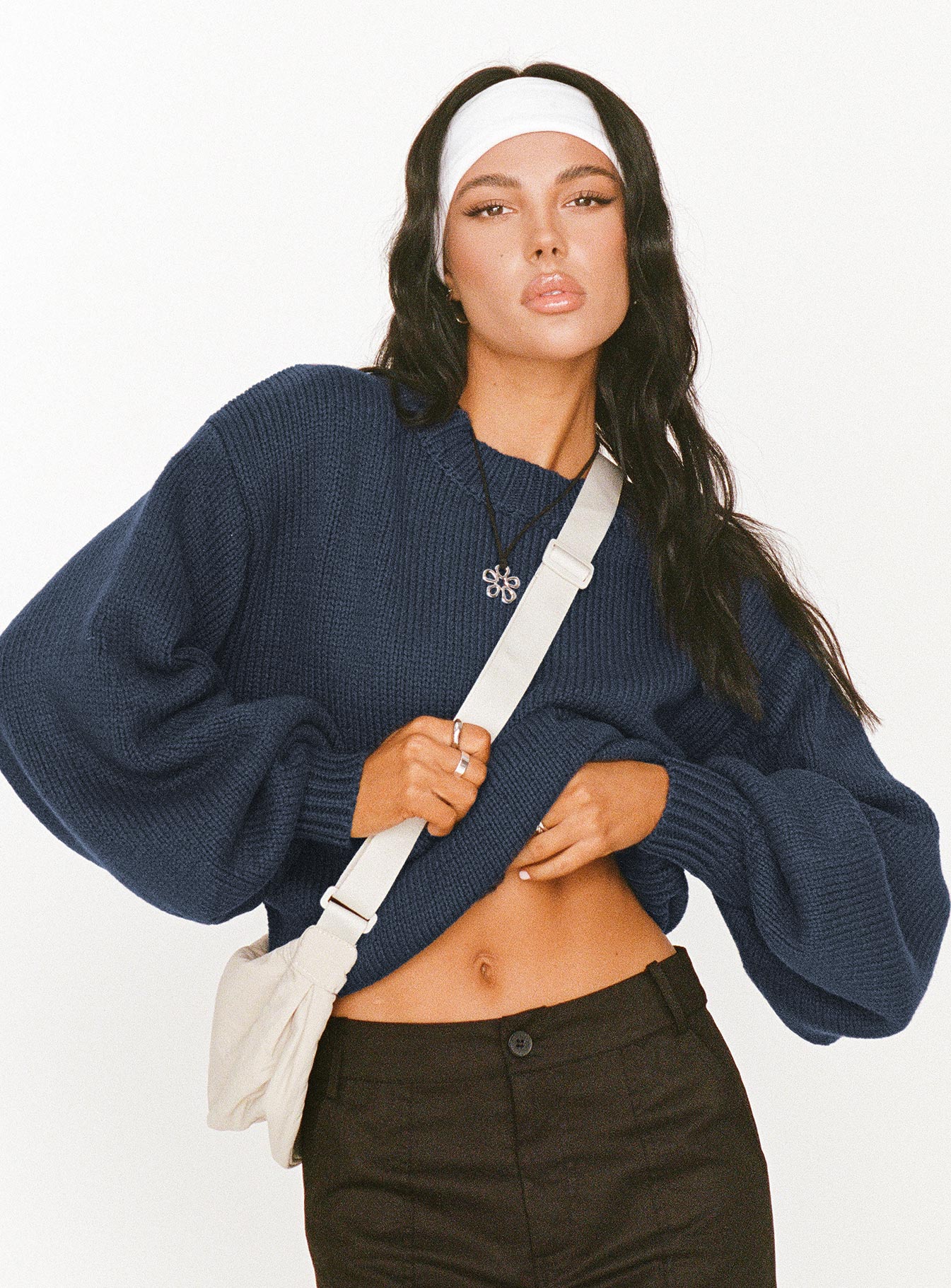 product Harmony Knit Sweater Navy Princess Polly  Long 