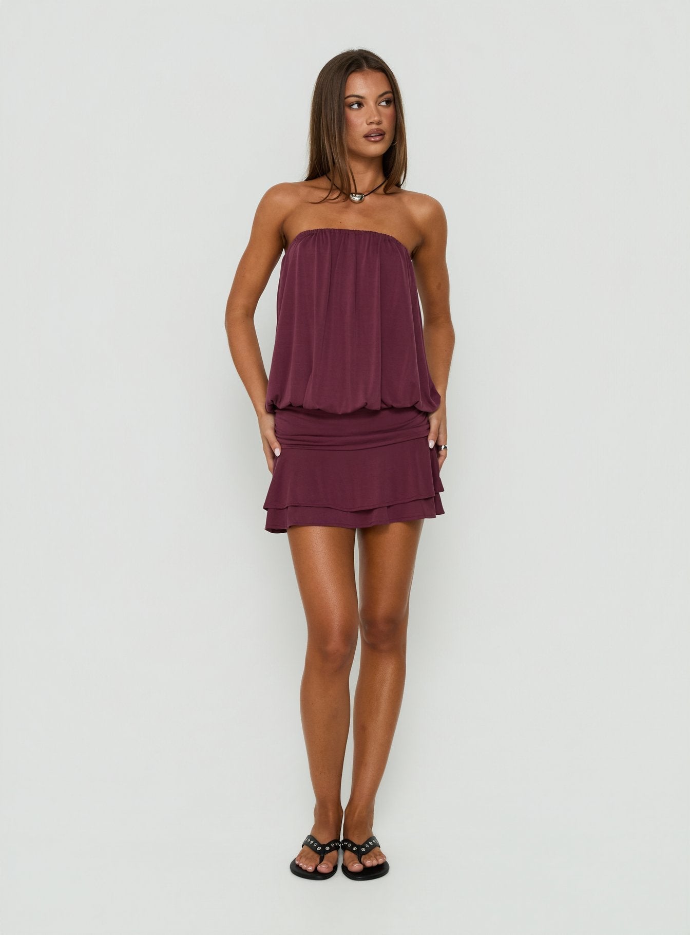 Olidia Strapless Mini Dress Plum