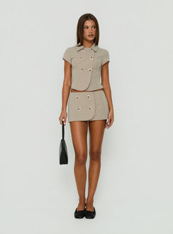 Juliettah Double Breasted Collared Top Beige