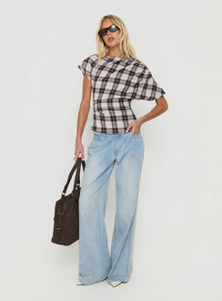 Khendall Off Shoulder Top Multi Check