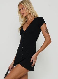 Tessah V Neck Button Up Playsuit Black