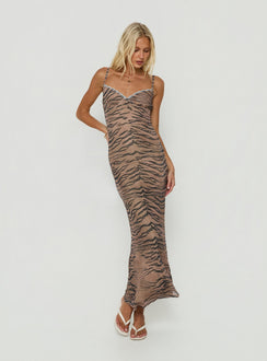 Mariellah Lace Trim Maxi Dress Washed Tiger