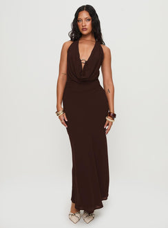 Alejandria Cowl Neck Maxi Dress Chocolate Petite