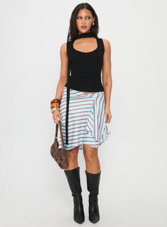 Roana Reversible Scarf Tie Knit Top Black