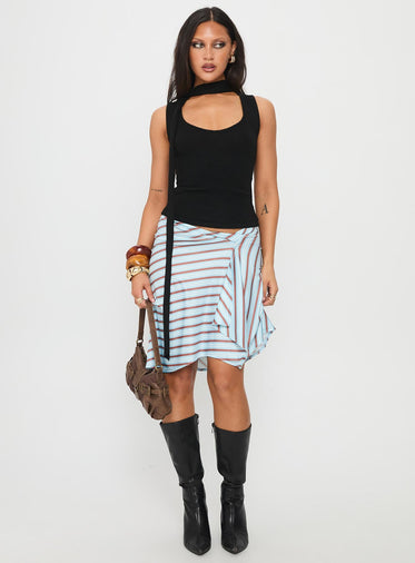 Roana Reversible Scarf Tie Knit Top Black