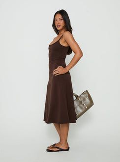Esmiana Slinky Midi Dress Chocolate