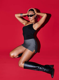 Can't Sleep Skort Charcoal Stripe Tall