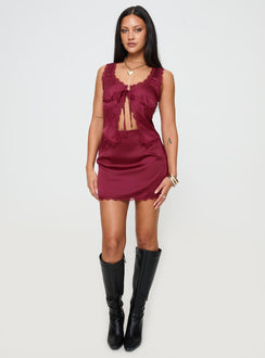 Mavie Satin Set Burgundy