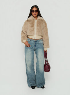 Drita Faux Fur Jacket Sand