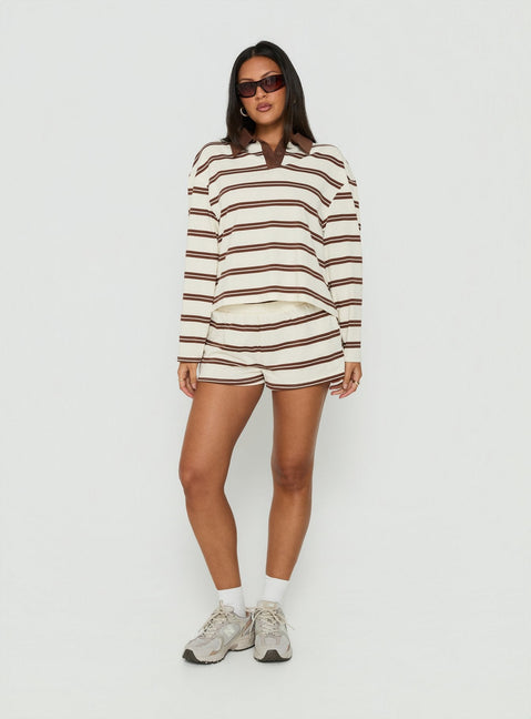 Eddi Shorts Cream / Brown Stripe