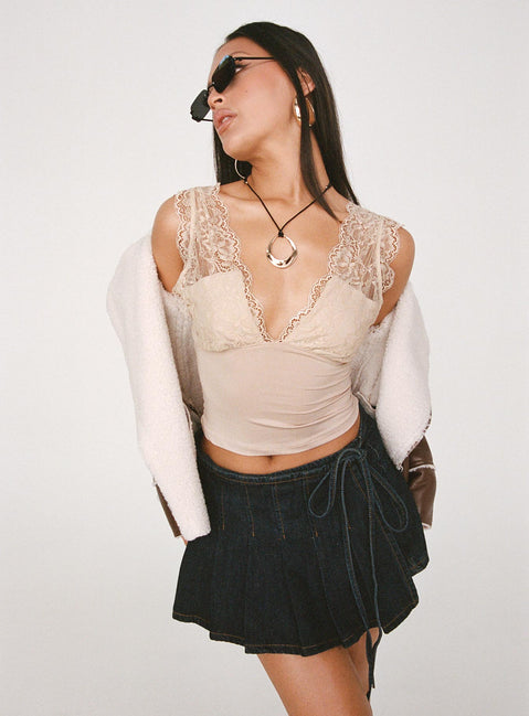 product Camelia Pleat Mini Dark Denim Princess Polly  Mini Skirts 