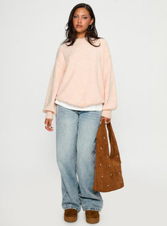 side view of model wearing Princess Polly Ryanna Sweater Pink 