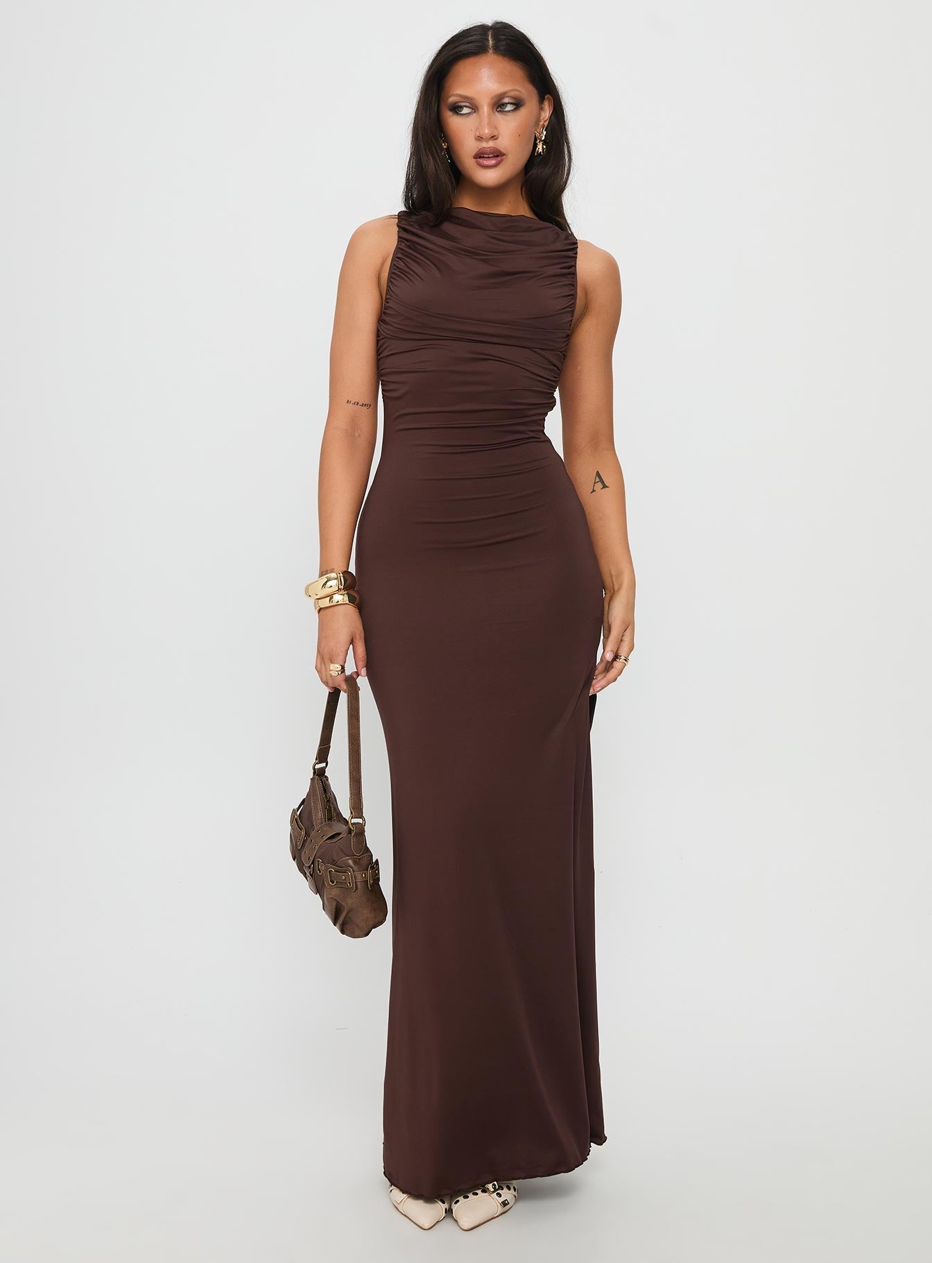 Undeniable Cut Out Maxi Dress Brown