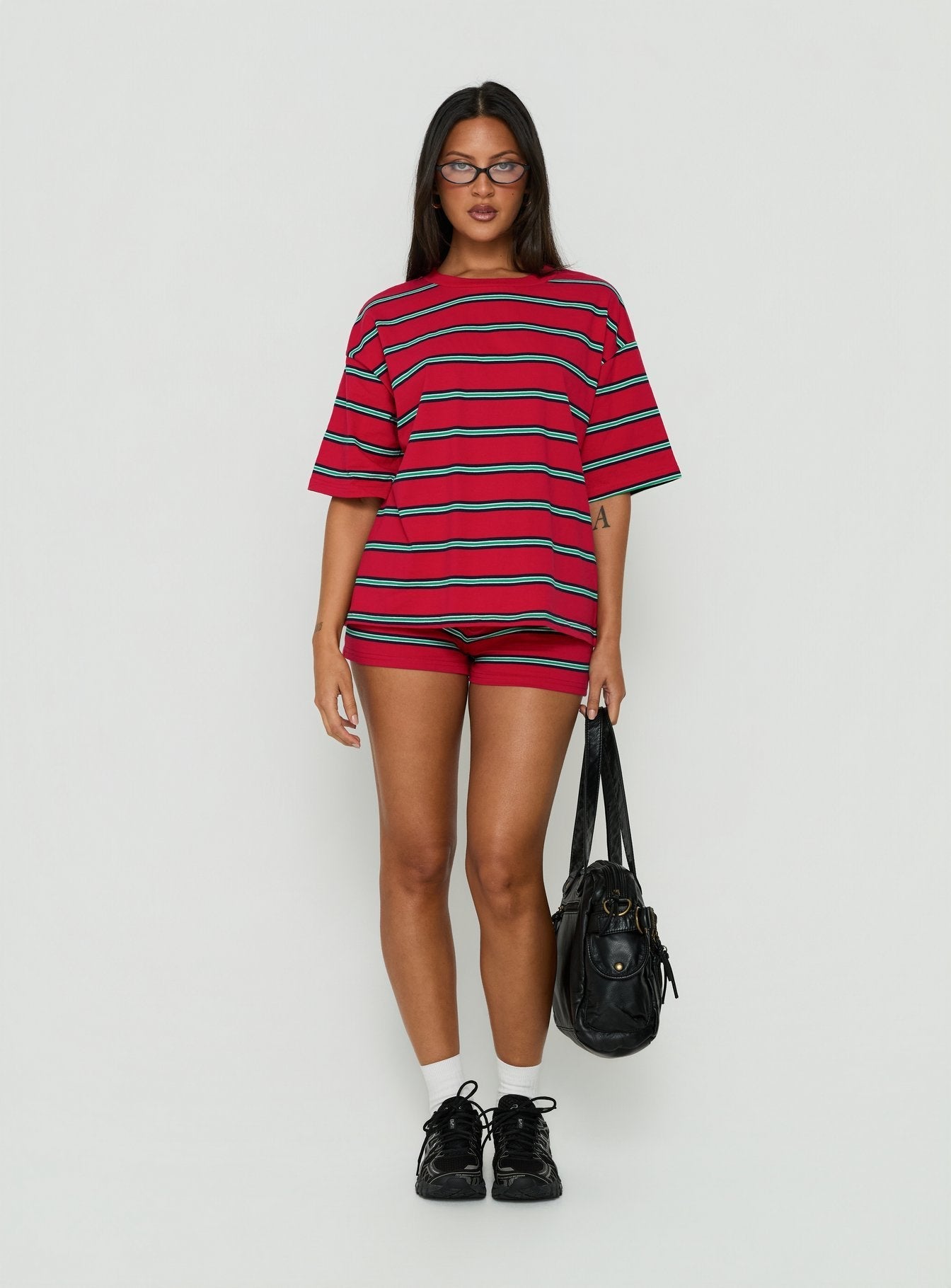 Settle Down Short Sleeve Top Red Stripe