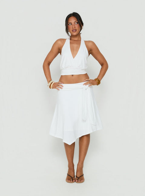 Arabele Halter Wrap Top White