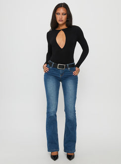 Tovira Cut Out Long Sleeve Bodysuit Black