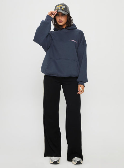 front view of model wearing Princess Polly Princess Polly Love Letter Graphic Hoodie Slate Grey 