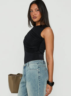 Ravennah Draped Bodysuit Black