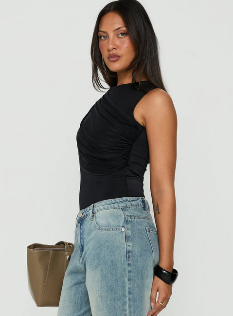 Ravennah Draped Bodysuit Black