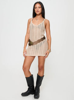 Mini dress Knit material, fixed straps, v neckline