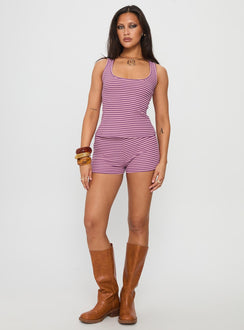 Roseblush Textured Tank Set Pink / Purple Stripe