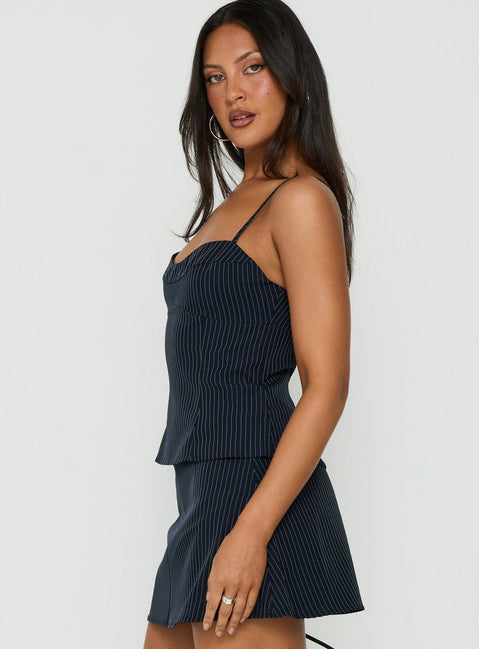 Laeyla Tailored Cami Top Navy Pinstripe