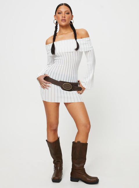 product Princess Polly Scoop Neck  Sorrel Off The Shoulder Mini Dress White