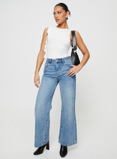 front view of model wearing Princess Polly Lavina Bodysuit White Sleeveless Crew Neck 