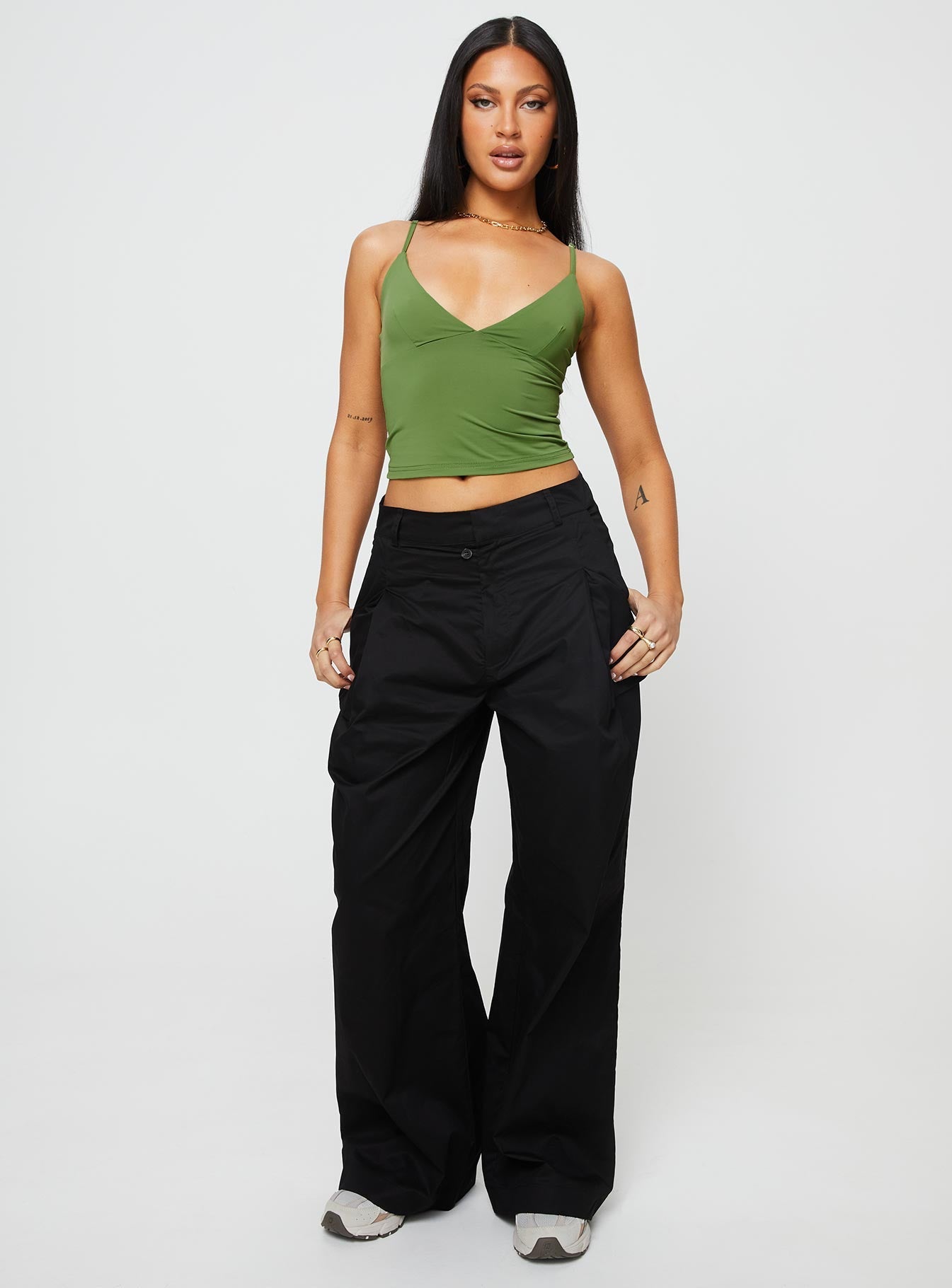 product Princess Polly Sleeveless Asymmetric Neckline  Kazan Cami Olive