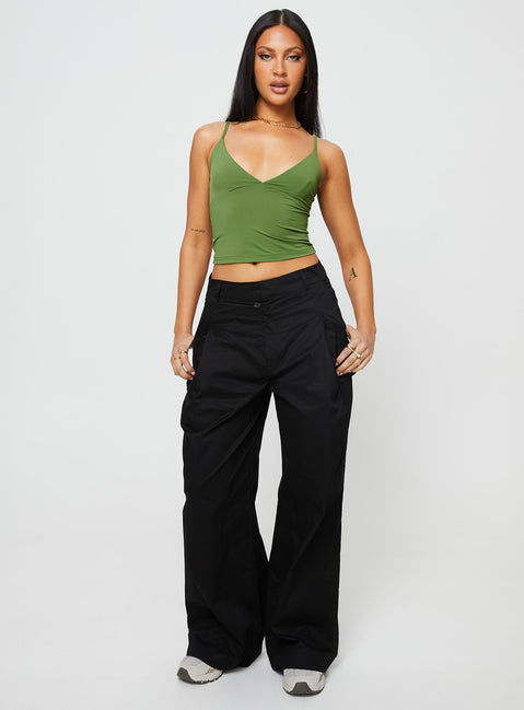 product Princess Polly Sleeveless Asymmetric Neckline  Kazan Cami Olive