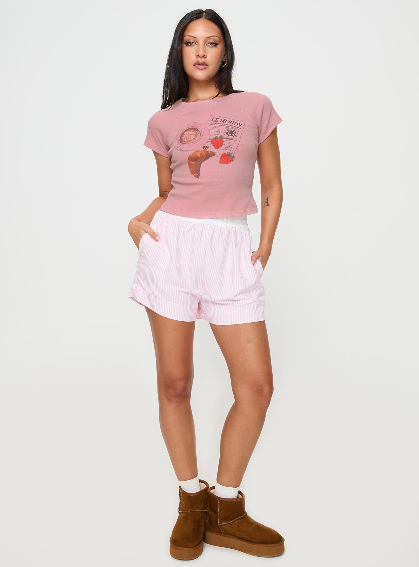 Breakfast Buffet Sleep Tee Pink