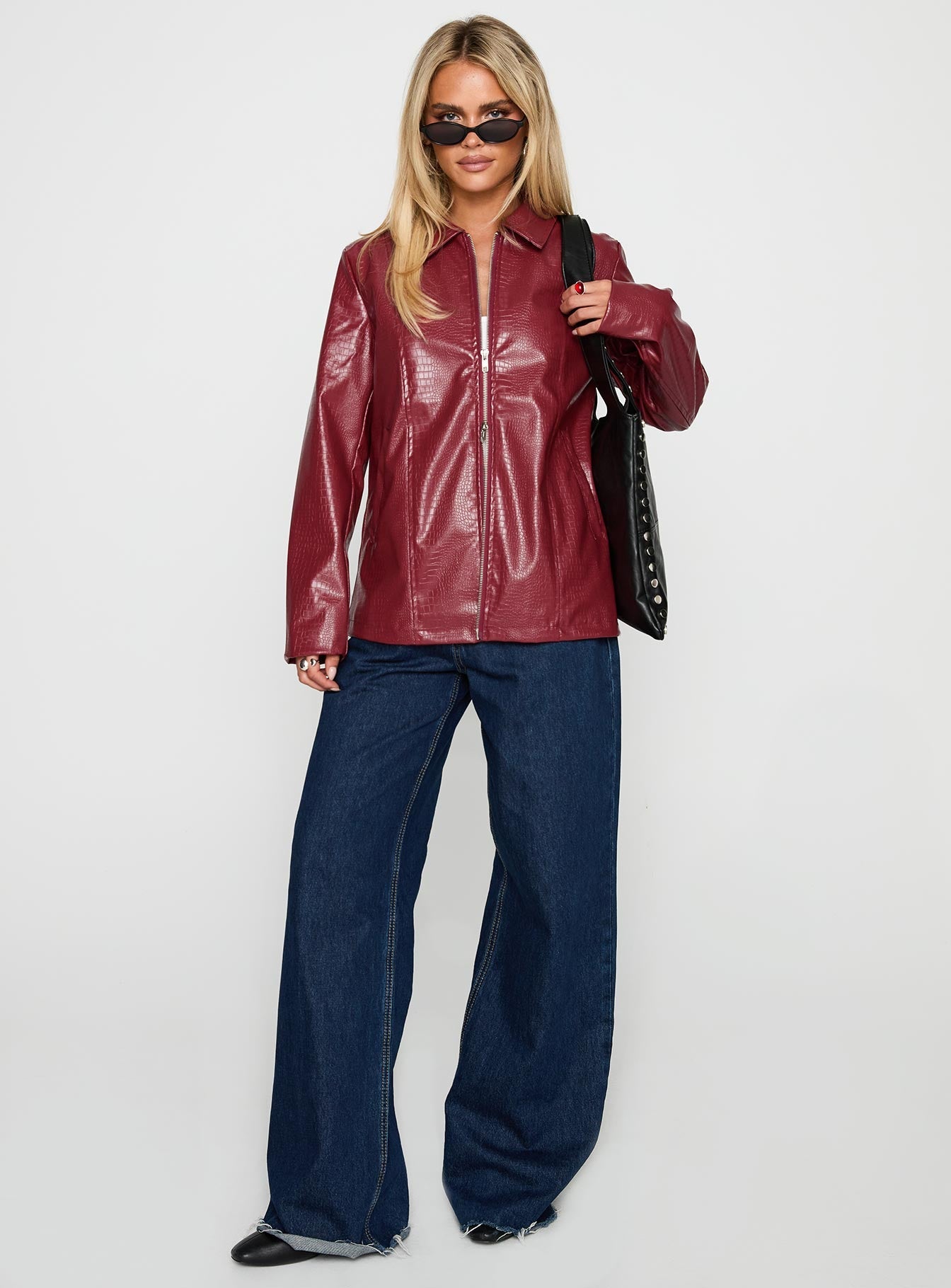 Friday Night Faux Leather Jacket Red