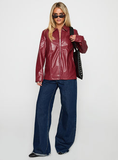 Friday Night Faux Leather Jacket Red