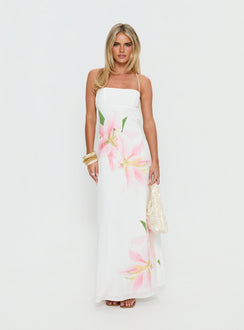 Anny Beaded Maxi Dress White Floral