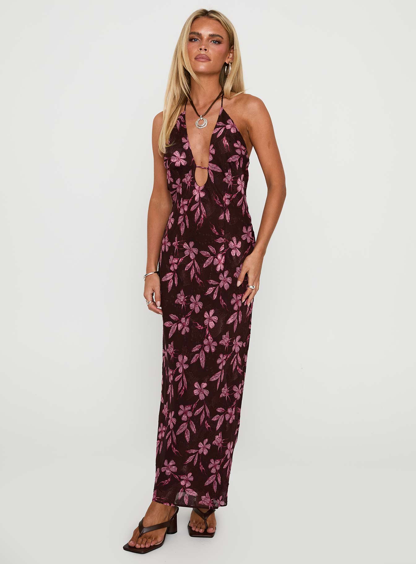 Yasminn Maxi Dress Brown / Pink